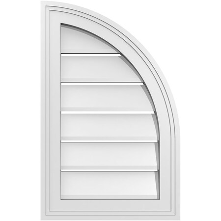Ekena Millwork Quarter Round Top Right Surface Mount PVC Gable Vent w/ 2"W x 1-1/2"P Brickmould Frame, 14"W x 22"H GVPQR14X2202SF